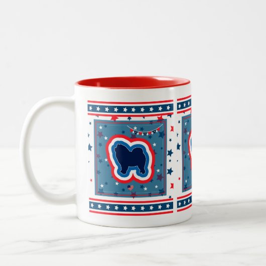Chow Chow Patriotic rot weiß und blau 4. Juli Zweifarbige Tasse (Links)