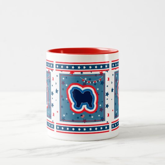 Chow Chow Patriotic rot weiß und blau 4. Juli Zweifarbige Tasse (Mittel)