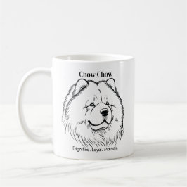 Chow Chow Portrait Black Line Illustration Kaffeetasse