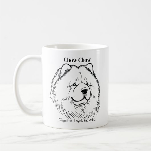 Chow Chow Portrait Black Line Illustration Kaffeetasse (Links)