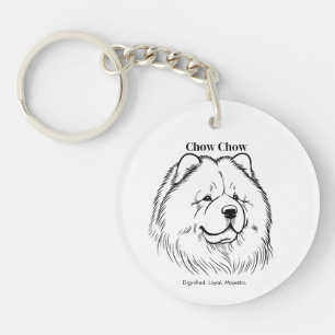Chow Chow Portrait Black Line Illustration Schlüsselanhänger
