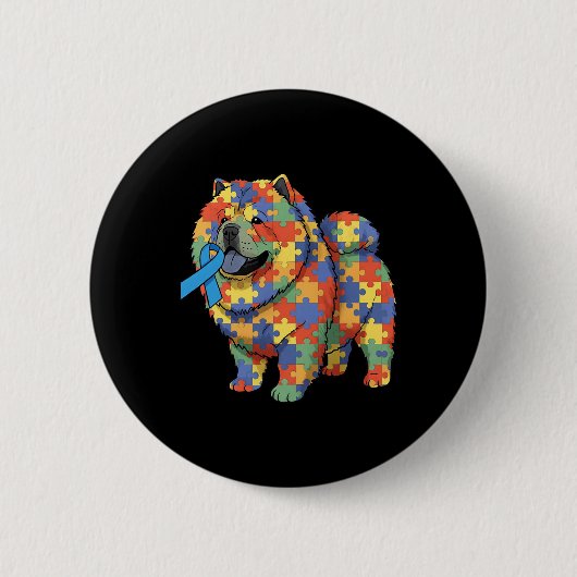 Chow Chow Puzzle Autismus-Bewusstsein Autistische Button (Vorderseite)