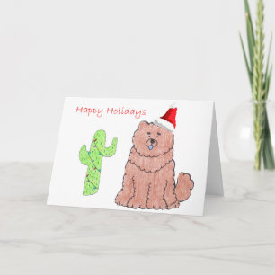 Chow Chow Red Cactus Christmas Feiertagskarte