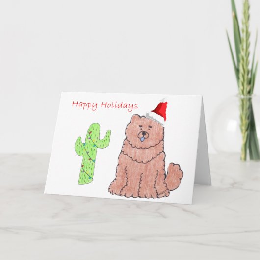 Chow Chow Red Cactus Christmas Feiertagskarte (Vorderseite)