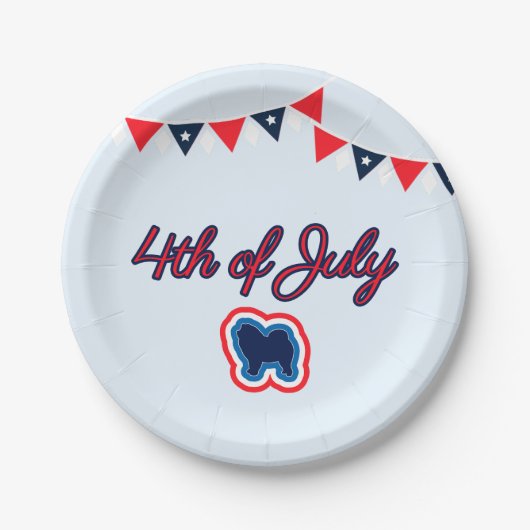 Chow Chow Red White und Blue 4. Juli Artikel Pappteller (Vorderseite)