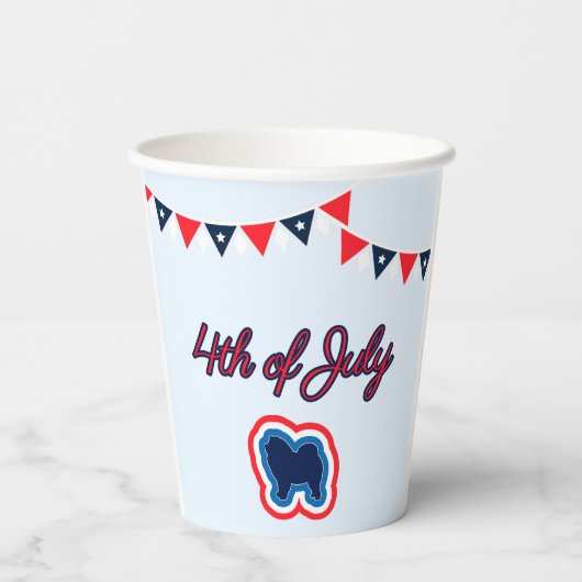Chow Chow Red White und Blue 4. Juli Pappbecher (Rückseite)