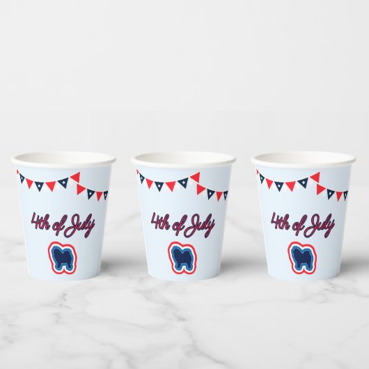 Chow Chow Red White und Blue 4. Juli Pappbecher (Multi)