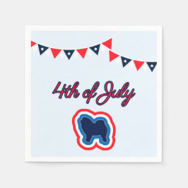 Chow Chow Red White und Blue 4. Juli Serviette