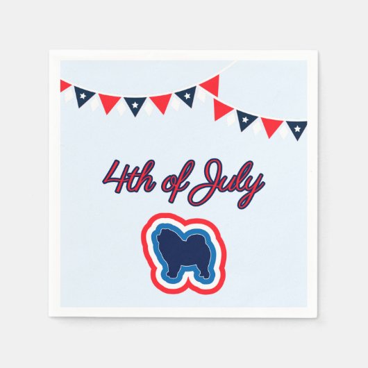 Chow Chow Red White und Blue 4. Juli Serviette (Vorderseite)