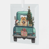 Chow Chow Retro Truck Weihnachten Ornament Aus Glas (Vorderseite links)
