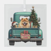 Chow Chow Retro Truck Weihnachten Ornament Aus Glas (Vorderseite)