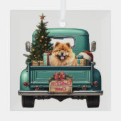 Chow Chow Retro Truck Weihnachten Ornament Aus Glas (Rückseite)