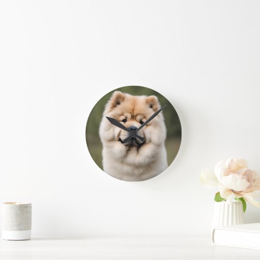 Chow Chow Runde Wanduhr (Zuhause)