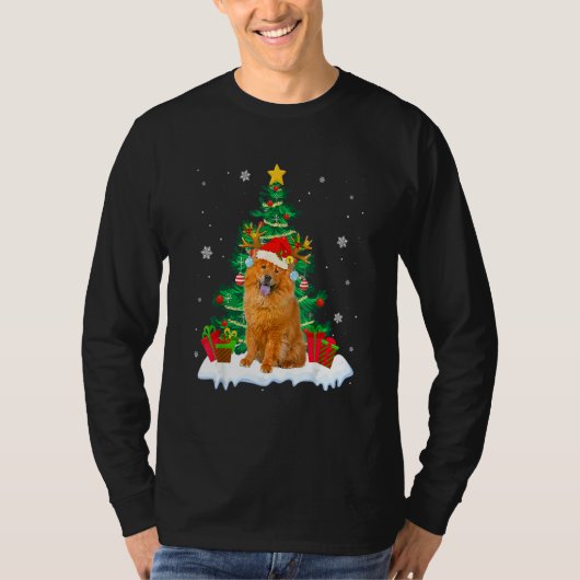 Chow Chow Santa Christmas Tree Light Pajama Dog Xm T-Shirt (Vorderseite)