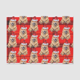 Chow Chow Santa Dog an Karierten Weihnachtsfeierta Seidenpapier