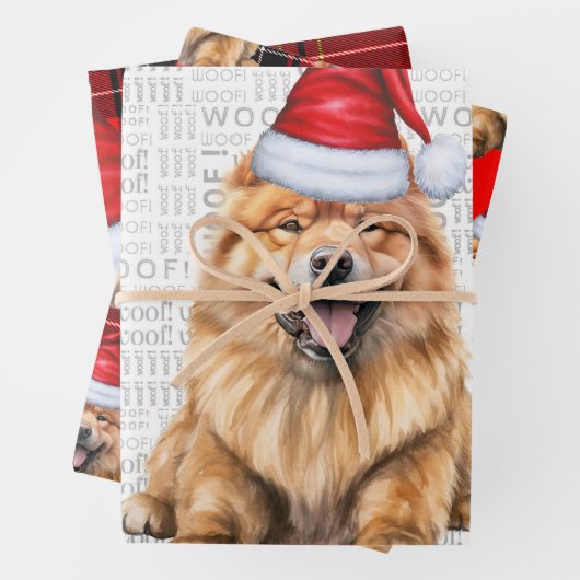Chow Chow Santa dog in den Karierten Weihnachtsfer Geschenkpapier Set (Beispiel)