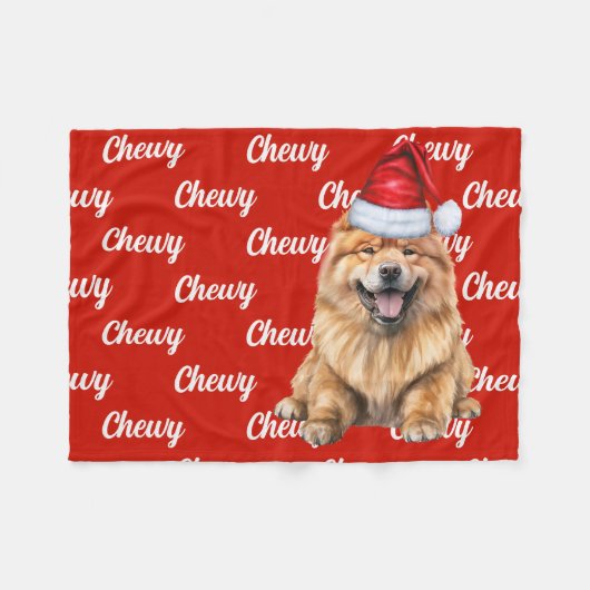 Chow Chow Santa Dog mit Individuelle Name Weihnach Fleecedecke (Vorderseite (Horizontal))