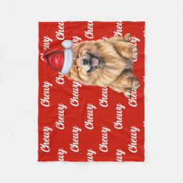 Chow Chow Santa Dog mit Individuelle Name Weihnach Fleecedecke