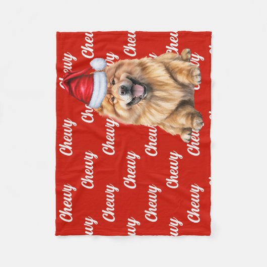 Chow Chow Santa Dog mit Individuelle Name Weihnach Fleecedecke (Vorderseite)