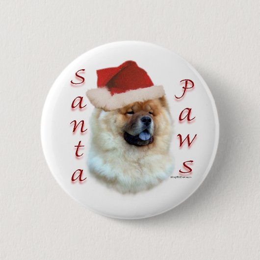 Chow Chow Santa Paws Button (Vorderseite)