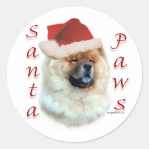 Chow Chow Santa Paws Runder Aufkleber