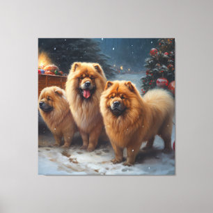 Chow Chow Schnee-Schlitten-Weihnachtsdekoration Leinwanddruck