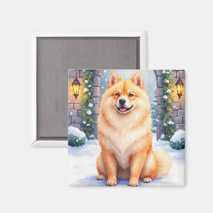 Chow Chow Schneehof Weihnachtskunst Magnet