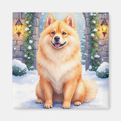 Chow Chow Schneehof Weihnachtskunst Magnet (Vorne)