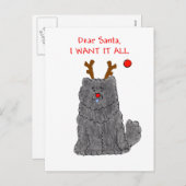 Chow-Chow schwarze liebe Sankt Feiertagspostkarte (Vorne/Hinten)