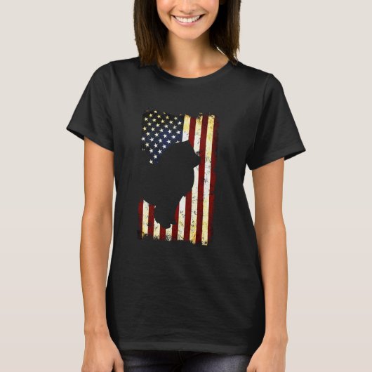 Chow chow Silhouette American Flag 4. Juli Cho T-Shirt (Vorderseite)