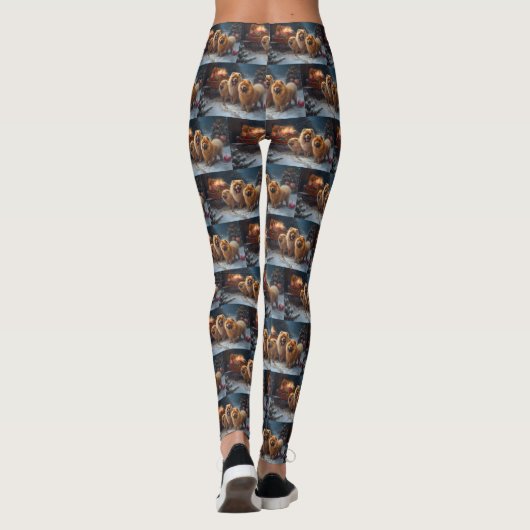Chow Chow Snowy Sleigh Christmas Decor Leggings (Rückseite)