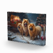 Chow Chow Snowy Sleigh Weihnachtsdekor Fotoblock (Rechts)