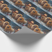 Chow Chow Snowy Sleigh Weihnachtsdekor Geschenkpapier (Ecke)