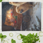 Chow Chow Snowy Sleigh Weihnachtsdekor Geschirrtuch (Gefaltet)