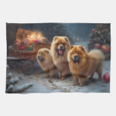 Chow Chow Snowy Sleigh Weihnachtsdekor Geschirrtuch (Horizontal)