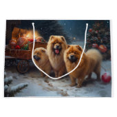 Chow Chow Snowy Sleigh Weihnachtsdekor Große Geschenktüte (Vorderseite)