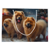 Chow Chow Snowy Sleigh Weihnachtsdekor Große Geschenktüte (Rückseite)