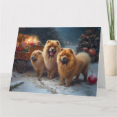 Chow Chow Snowy Sleigh Weihnachtsdekor Karte (Vorderseite)