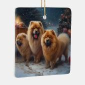 Chow Chow Snowy Sleigh Weihnachtsdekor Keramikornament (Rechts)