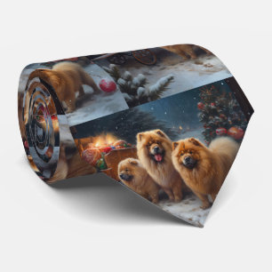 Chow Chow Snowy Sleigh Weihnachtsdekor Krawatte