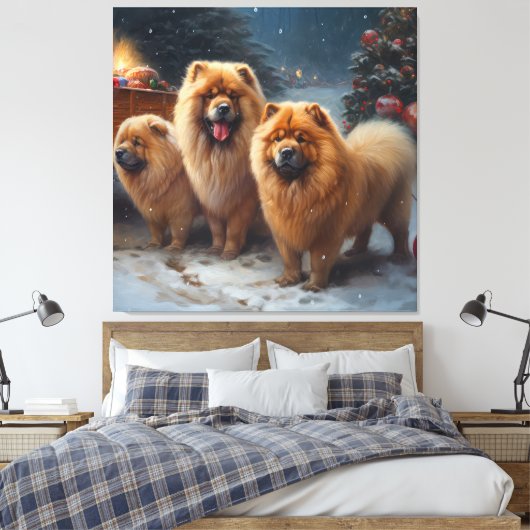 Chow Chow Snowy Sleigh Weihnachtsdekor Leinwanddruck (Insitu (Schlafzimmer))