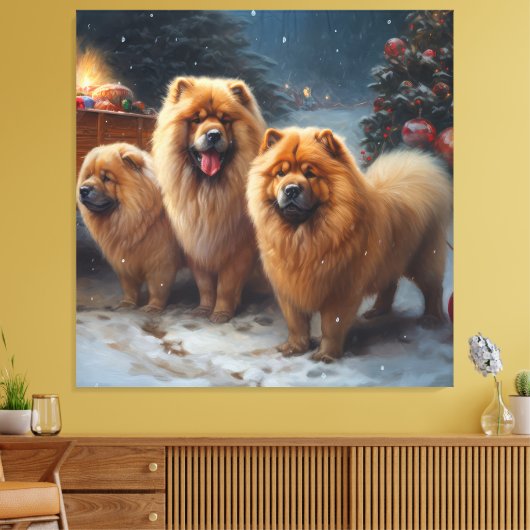Chow Chow Snowy Sleigh Weihnachtsdekor Leinwanddruck (Insitu (Wohnzimmer))