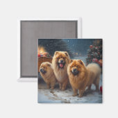 Chow Chow Snowy Sleigh Weihnachtsdekor Magnet (Vorderseite/Rückseite)