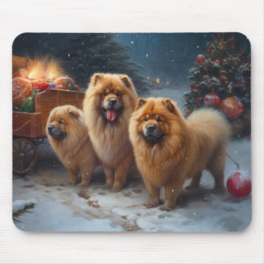 Chow Chow Snowy Sleigh Weihnachtsdekor Mousepad (Vorne)