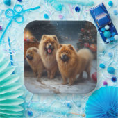 Chow Chow Snowy Sleigh Weihnachtsdekor Pappteller (Party)