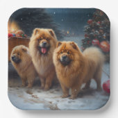 Chow Chow Snowy Sleigh Weihnachtsdekor Pappteller (Vorderseite)