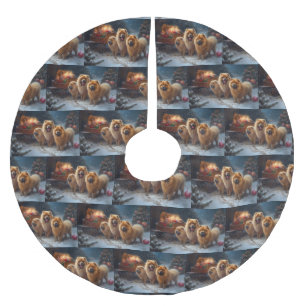 Chow Chow Snowy Sleigh Weihnachtsdekor Polyester Weihnachtsbaumdecke