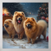 Chow Chow Snowy Sleigh Weihnachtsdekor Poster (Vorne)