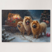 Chow Chow Snowy Sleigh Weihnachtsdekor Puzzle (Horizontal)