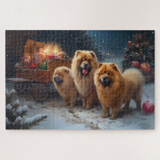 Chow Chow Snowy Sleigh Weihnachtsdekor Puzzle (Horizontal)